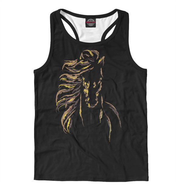 Мужская майка-борцовка с изображением Скакун цвета Белый