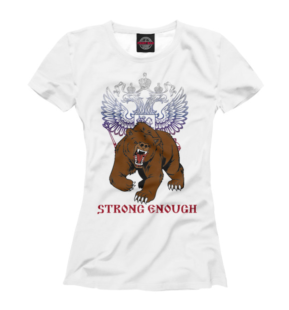 Футболка для девочек с изображением Russia - strong enough цвета Белый