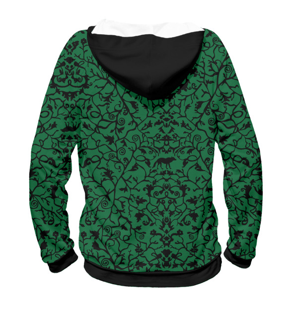 Мужское худи с изображением Abstract Wolf Green цвета Белый