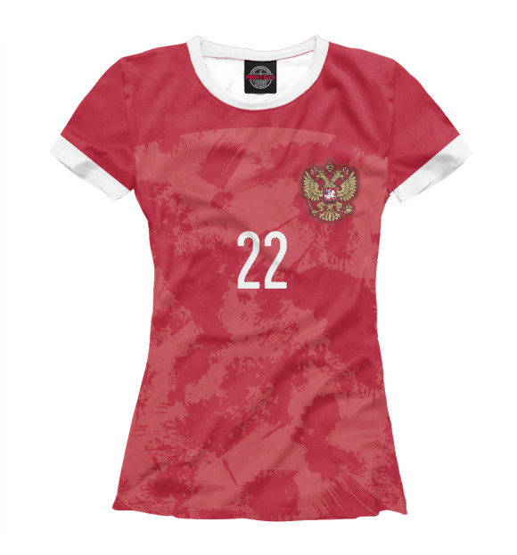 Женская футболка с изображением Сборная России Дзюба цвета Белый