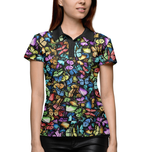 Женское поло с изображением Бабочки цвета Белый