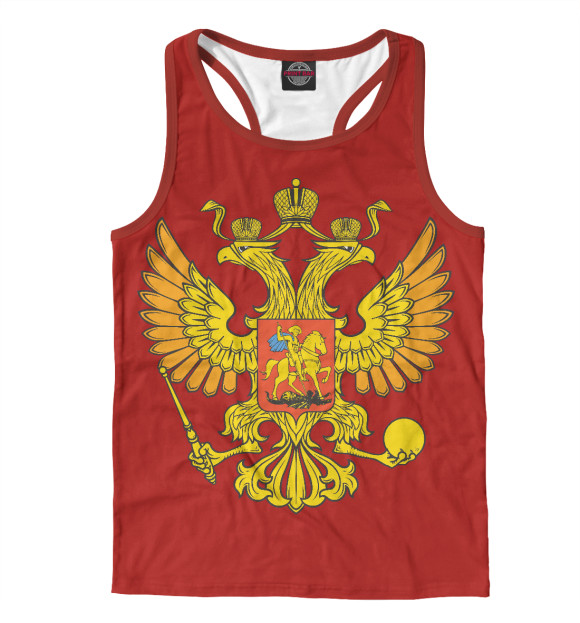 Мужская майка-борцовка с изображением Герб России цвета Белый