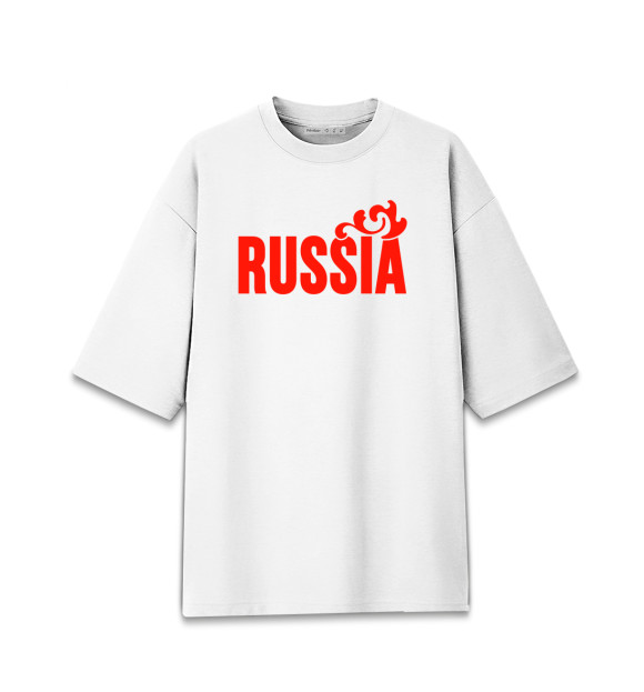 Женская футболка оверсайз с изображением Russia цвета Белый