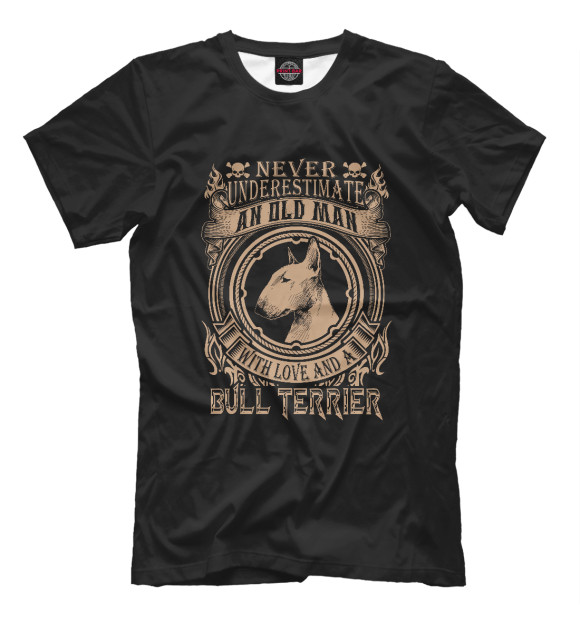 Мужская футболка с изображением Love Bull Terrier цвета Белый