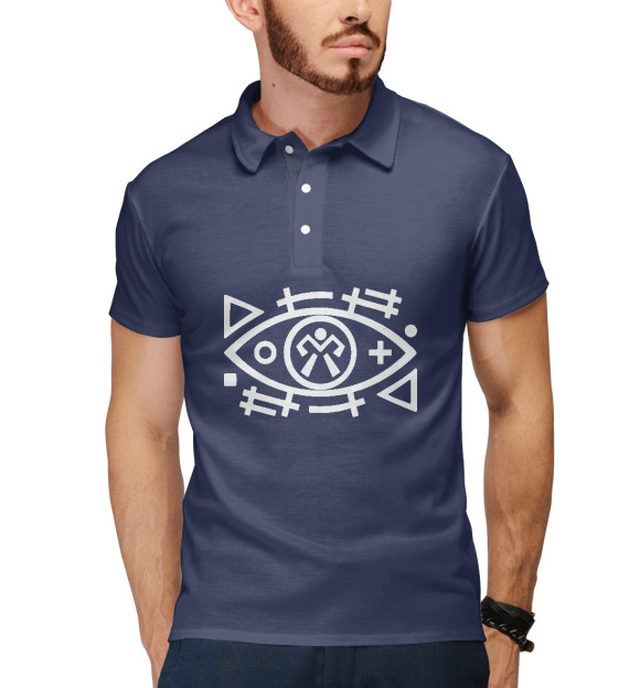 Мужское поло с изображением Химера цвета Белый