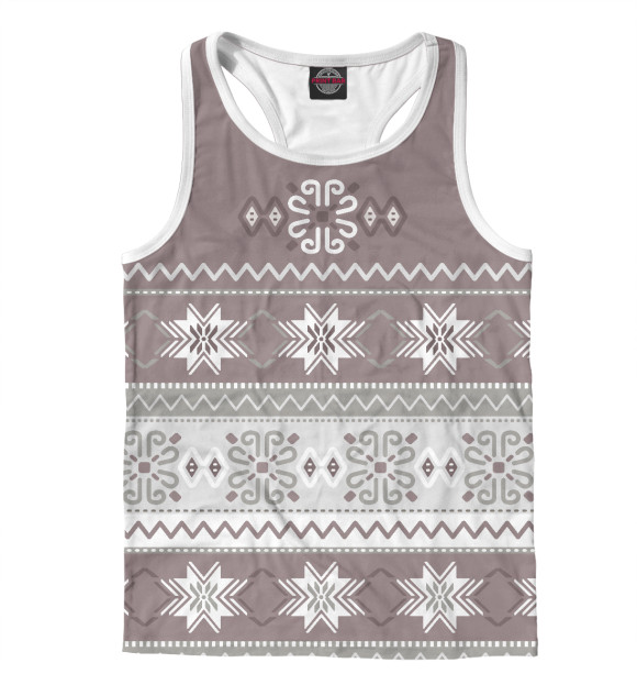 Мужская майка-борцовка с изображением Снежинки пурпурная пастель цвета Белый