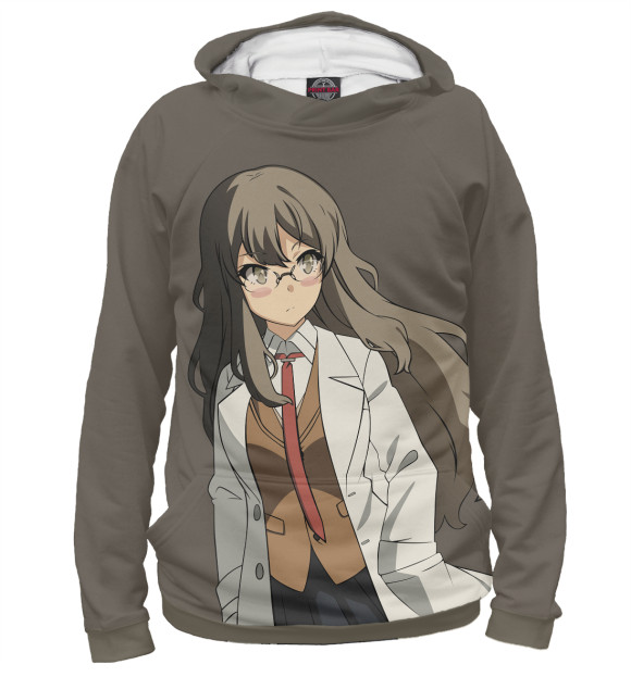 Женское худи с изображением Сакурадзима Май цвета Белый