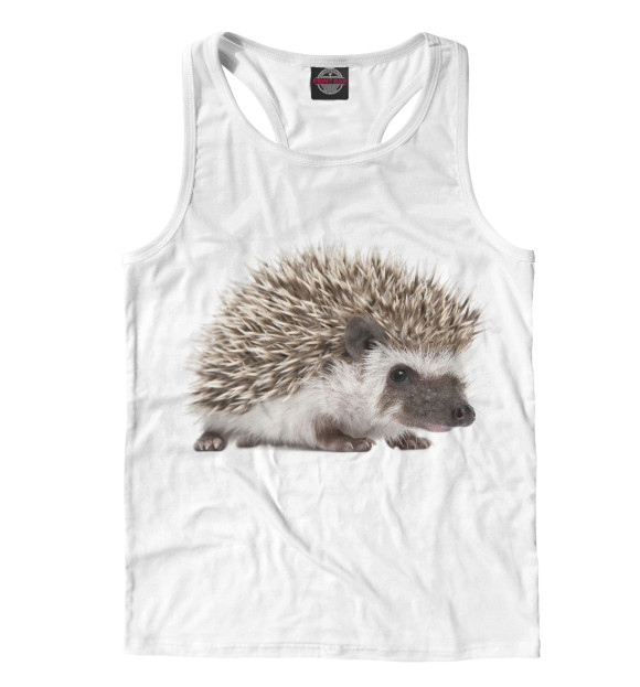Мужская майка-борцовка с изображением Еж цвета Белый