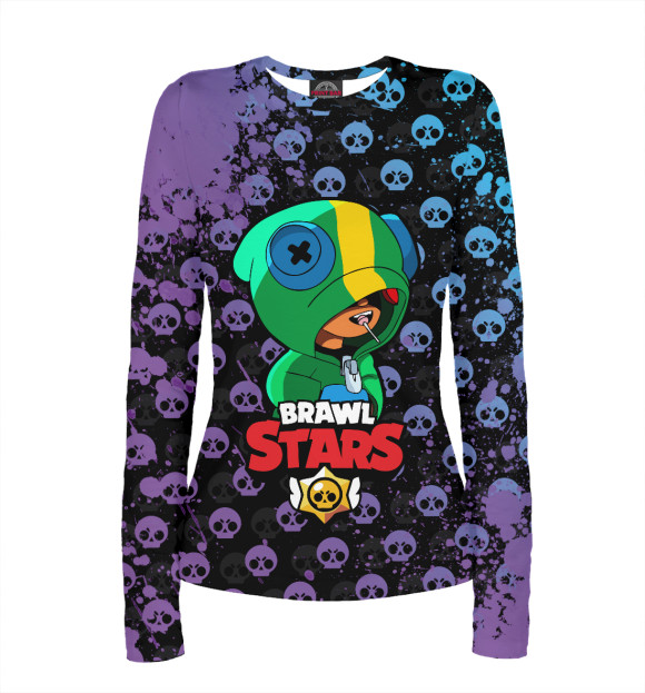 Женский лонгслив с изображением Brawl Stars Leon цвета Белый