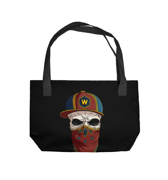 Пляжная сумка с изображением Череп в кепке цвета 
