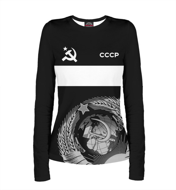 Женский лонгслив с изображением СССР цвета Белый