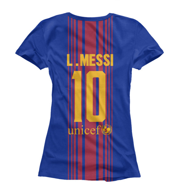 Женская футболка с изображением Barcelona Домашняя-Месси 10 цвета Белый