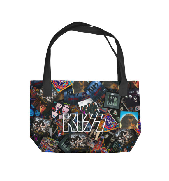 Пляжная сумка с изображением Дискография KISS цвета 