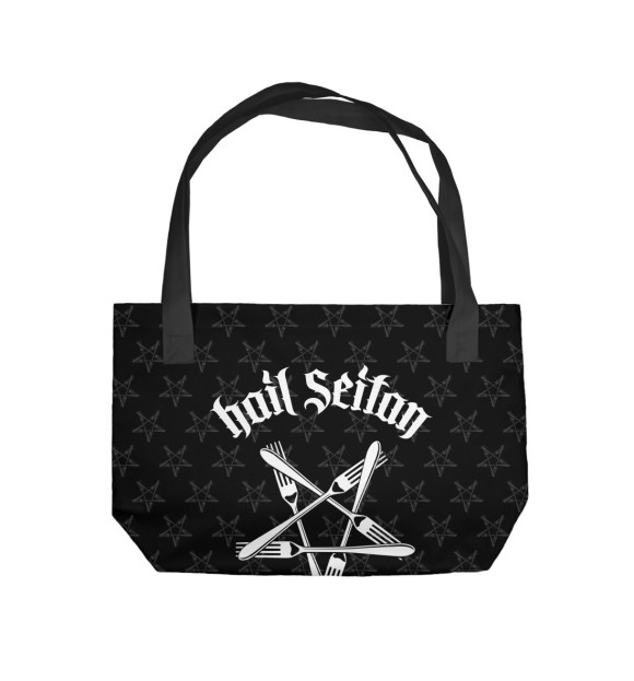 Пляжная сумка с изображением Hail Seitan цвета 