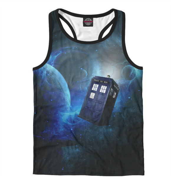 Мужская майка-борцовка с изображением Тардис цвета Белый