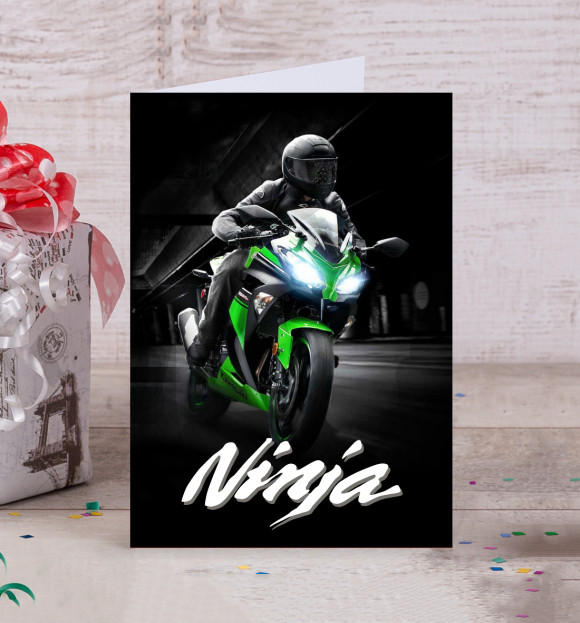 Открытка с изображением Kawasaki Ninja цвета Белый