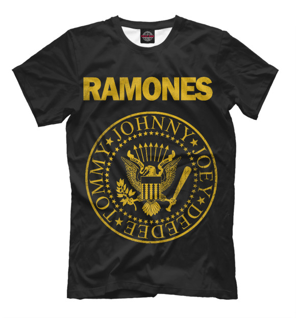 Мужская футболка с изображением Ramones Gold цвета Черный