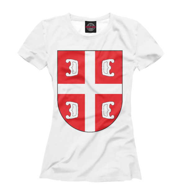 Футболка для девочек с изображением Сербский Щит цвета Белый