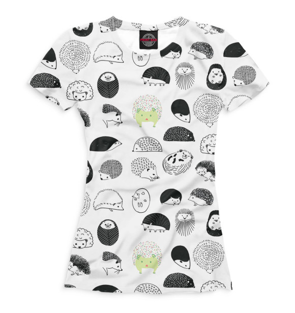 Футболка для девочек с изображением Ёжики цвета Белый