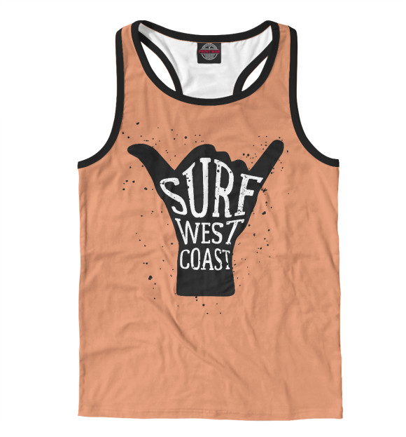 Мужская майка-борцовка с изображением Серфинг жест цвета Белый