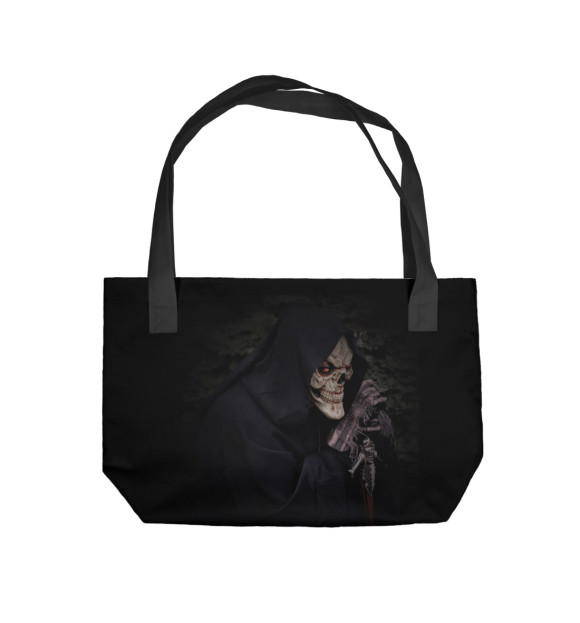 Пляжная сумка с изображением Череп в капюшоне цвета 