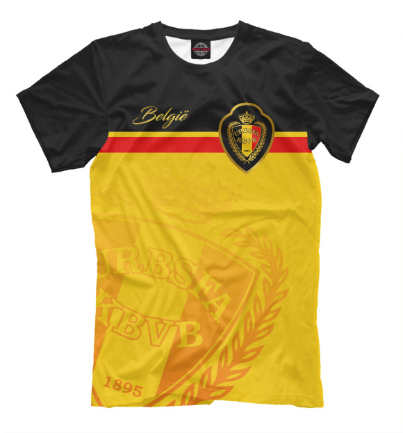 Мужская футболка с изображением Бельгия цвета Оранжевый