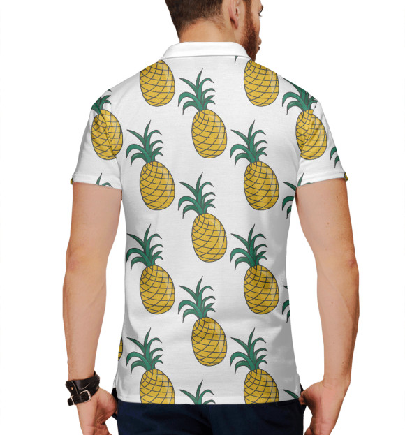 Мужское поло с изображением Ананасы на белом цвета Белый