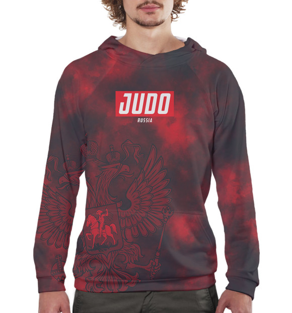 Мужское худи с изображением Дзюдо цвета Белый