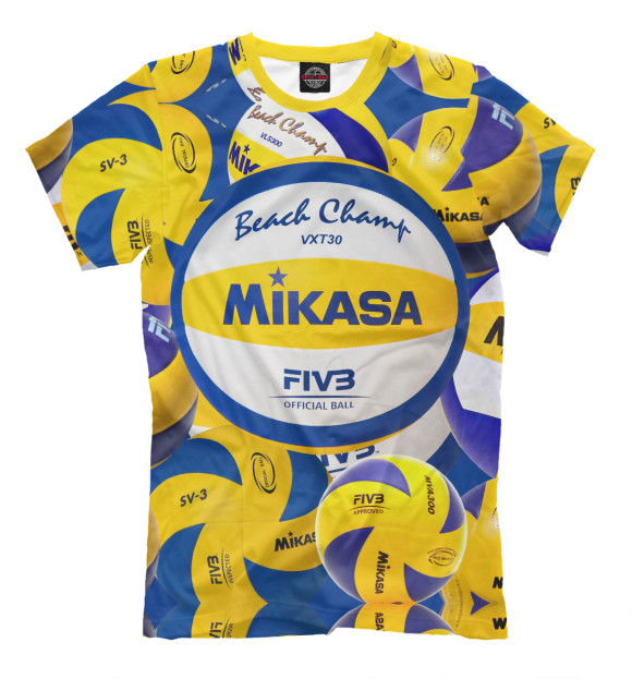 Мужская футболка с изображением Beach volleyball (Mikasa) цвета Молочно-белый