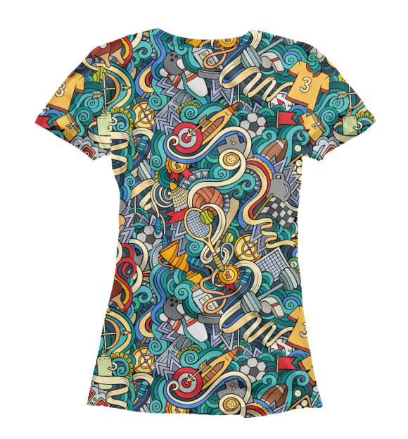 Футболка для девочек с изображением Спортивный коллаж цвета Белый