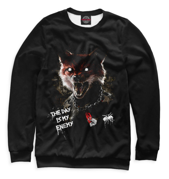 Мужской свитшот с притом The Day Is My Enemy цвета Белый Мужской свитшот с изображением The Day Is My Enemy цвета Белый