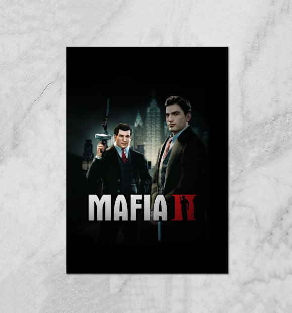 Плакат с изображением Mafia II цвета Белый