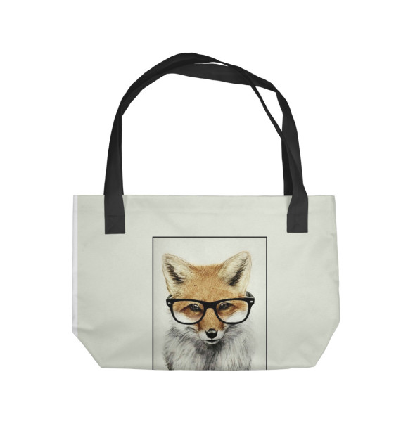 Пляжная сумка с изображением Лиса в очках цвета 
