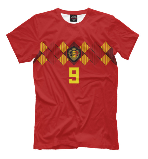 Мужская футболка с изображением Ромелу Лукаку - Сборная Бельгии цвета Светло-коричневый