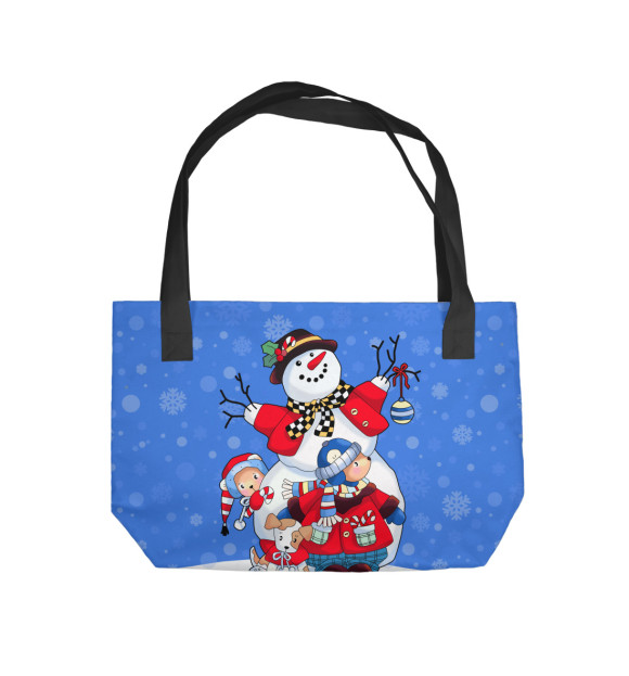 Пляжная сумка с изображением Снеговик с друзьями цвета 