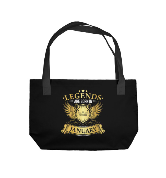Пляжная сумка с притом Legends Are Born In January цвета  Пляжная сумка с изображением Legends Are Born In January цвета