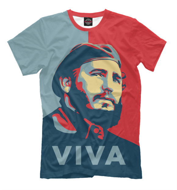 Мужская футболка с изображением Фидель Кастро цвета Молочно-белый