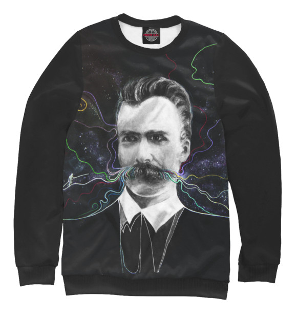 Мужской свитшот с изображением Ницше цвета Белый
