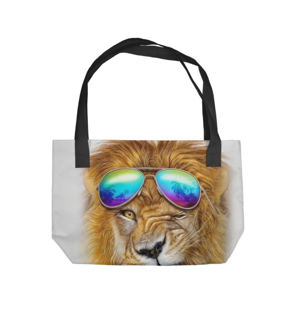 Пляжная сумка с изображением Лев в очках цвета 