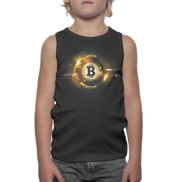 Майка для мальчика с изображением Bitcoin цвета Белый