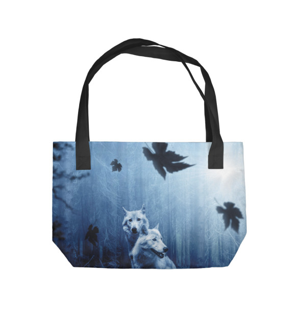 Пляжная сумка с притом Волки цвета  Пляжная сумка с изображением Волки цвета