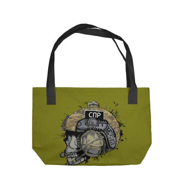 Пляжная сумка с изображением Адамова голова - олива цвета 