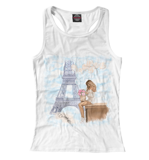 Женская майка-борцовка с изображением Париж цвета Белый