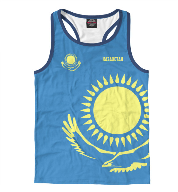 Мужская майка-борцовка с изображением Казахстан цвета Белый