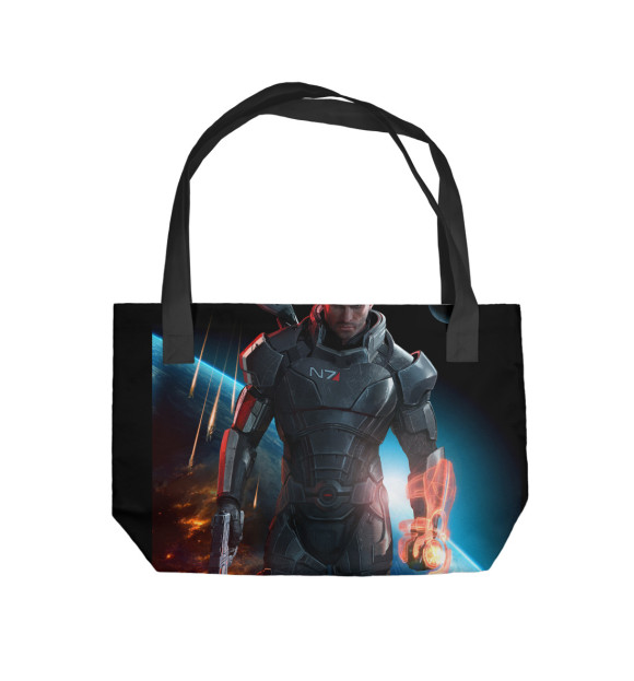 Пляжная сумка с изображением Mass Effect — Шепард цвета 