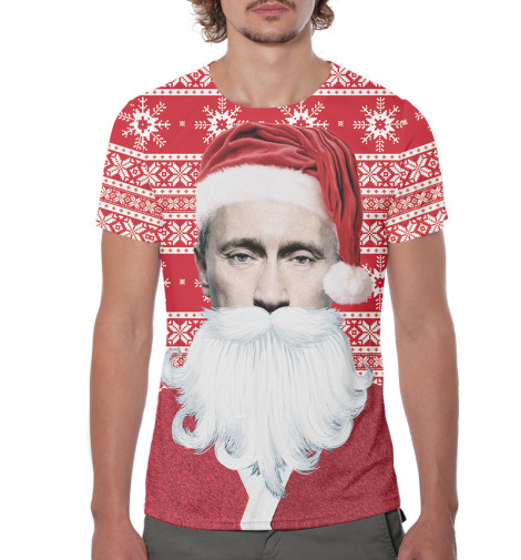 

Футболки Print Bar, Молочно-белый, Путин Дед Мороз