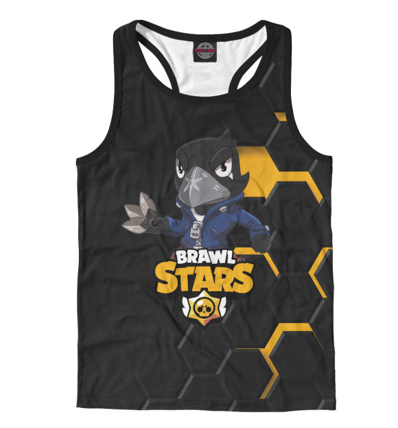 Мужская майка-борцовка с изображением Crow цвета Белый