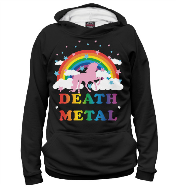 Женское худи с изображением Death metal цвета Белый
