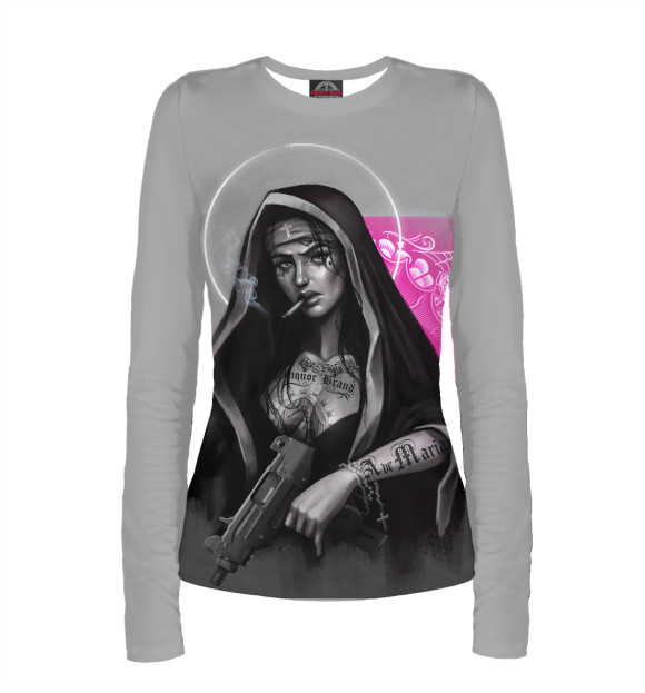 Женский лонгслив с изображением Монашка цвета Белый