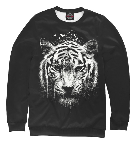 Мужской свитшот с изображением Тигр цвета Белый